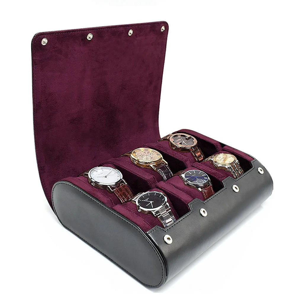 Luxury Watch Travel Case - 6 Slot watch Organizer