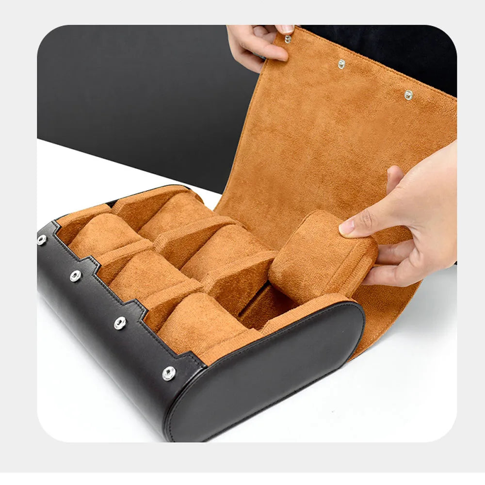 Luxury Watch Travel Case - 6 Slot watch Organizer