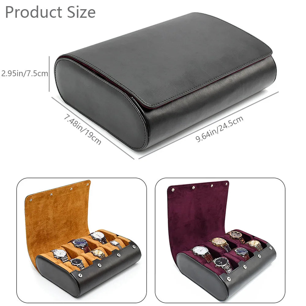 Luxury Watch Travel Case - 6 Slot watch Organizer