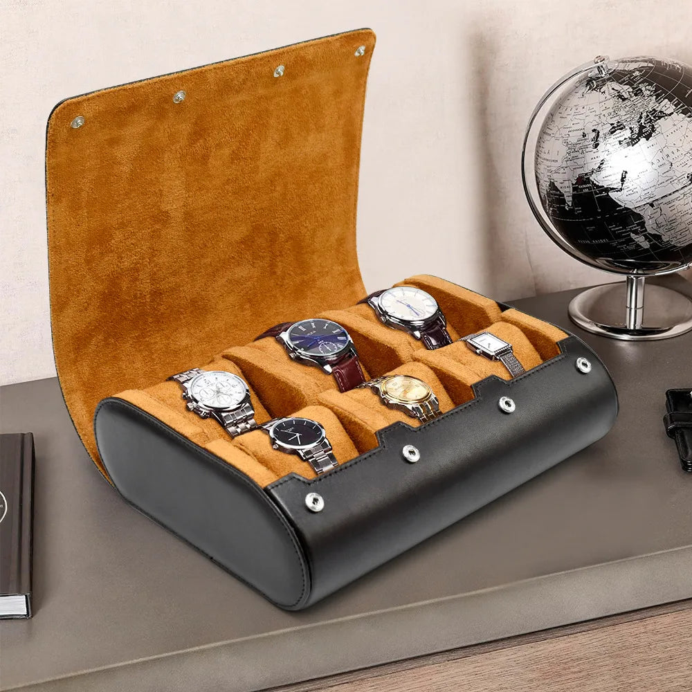 Luxury Watch Travel Case - 6 Slot watch Organizer