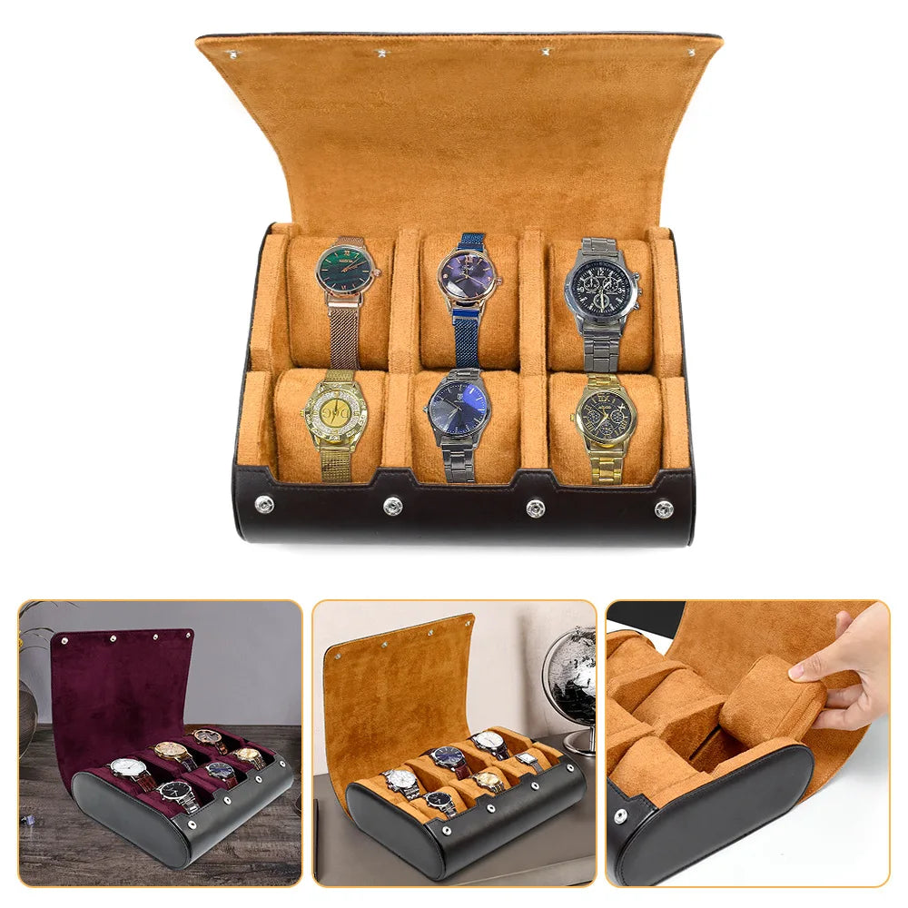 Luxury Watch Travel Case - 6 Slot watch Organizer