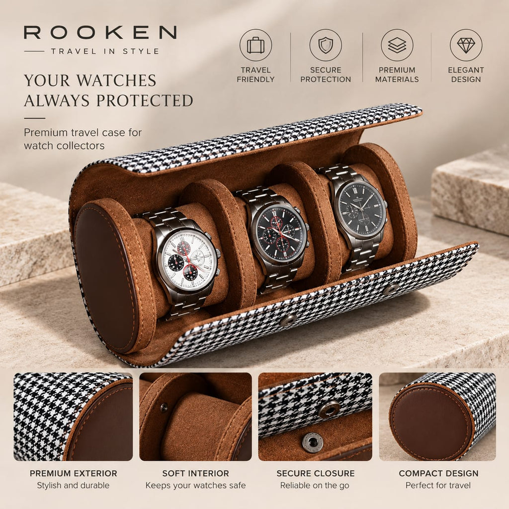 Luxury Watch Roll Travel Case 1, 2 & 3 Watch Storage