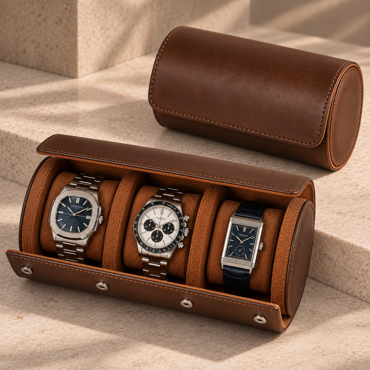 Luxury Watch Roll Travel Case 1, 2 & 3 Watch Storage