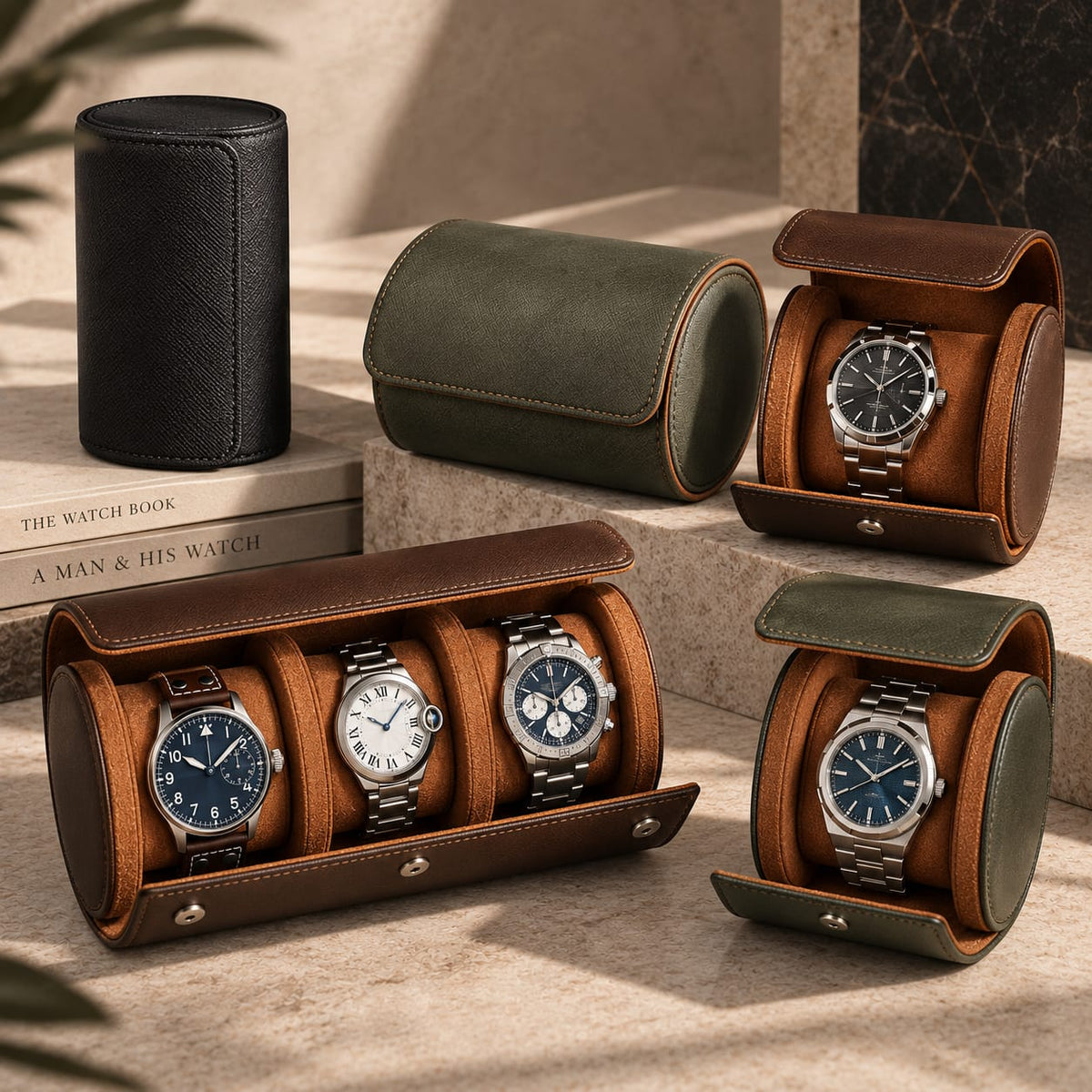 Luxury Watch Roll Travel Case 1, 2 & 3 Watch Storage