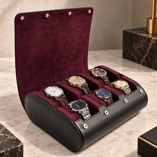 Luxury Watch Travel Case - 6 Slot watch Organizer